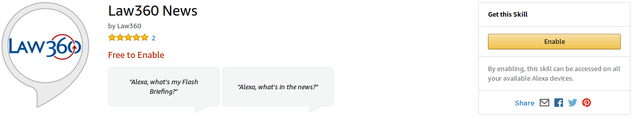 Install Law360 with Alexa